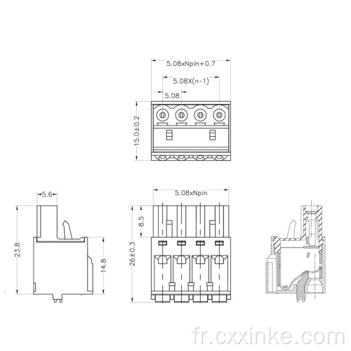 Electrical UL94-V0 5,08 mm Bloc de borne de plug-in à ressort avec boutons orange